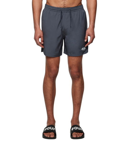 Logo Swim Shorts Asphalt/ White