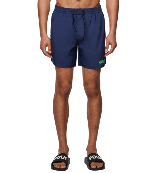Circles Swim Shorts Marine Blue/ Neon Green