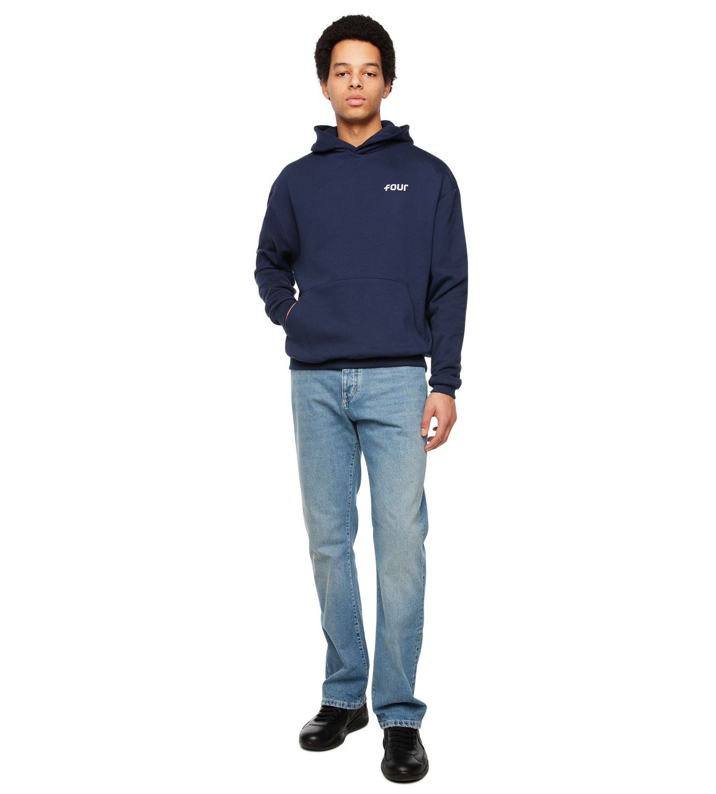 NY Stamp Statue of Liberty Hoodie Marine Blue